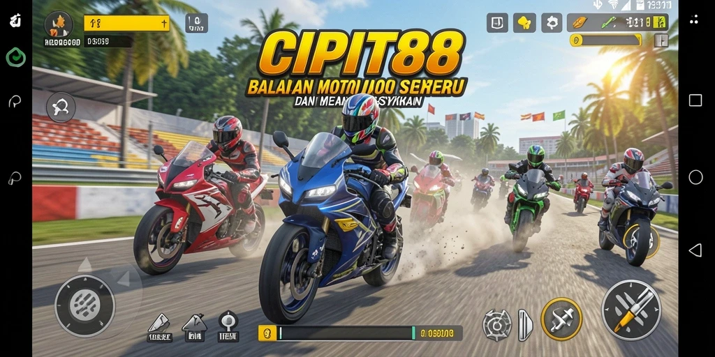 Screenshot gameplay menunjukkan balapan motor yang seru dan mendebarkan di CIPIT88.