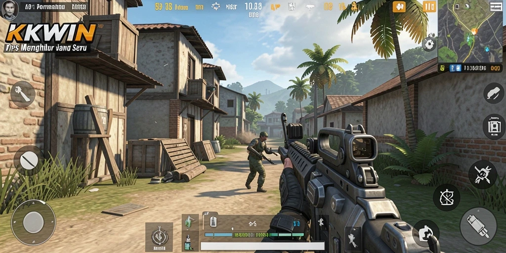 Screenshot KKWIN menampilkan aksi seru dalam gameplay TPS yang menegangkan.