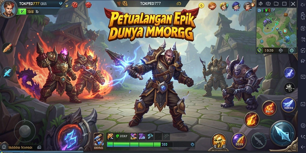 Tampilan gameplay <strong>TOKPED777</strong> yang menampilkan aksi pertarungan epik.
